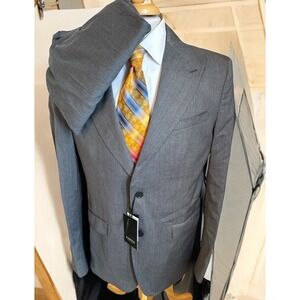 NEW ZANETTI Suit Sz 40S Pants 32 x UNF Gray 2 Button Made in Italy 100% Wool NWT